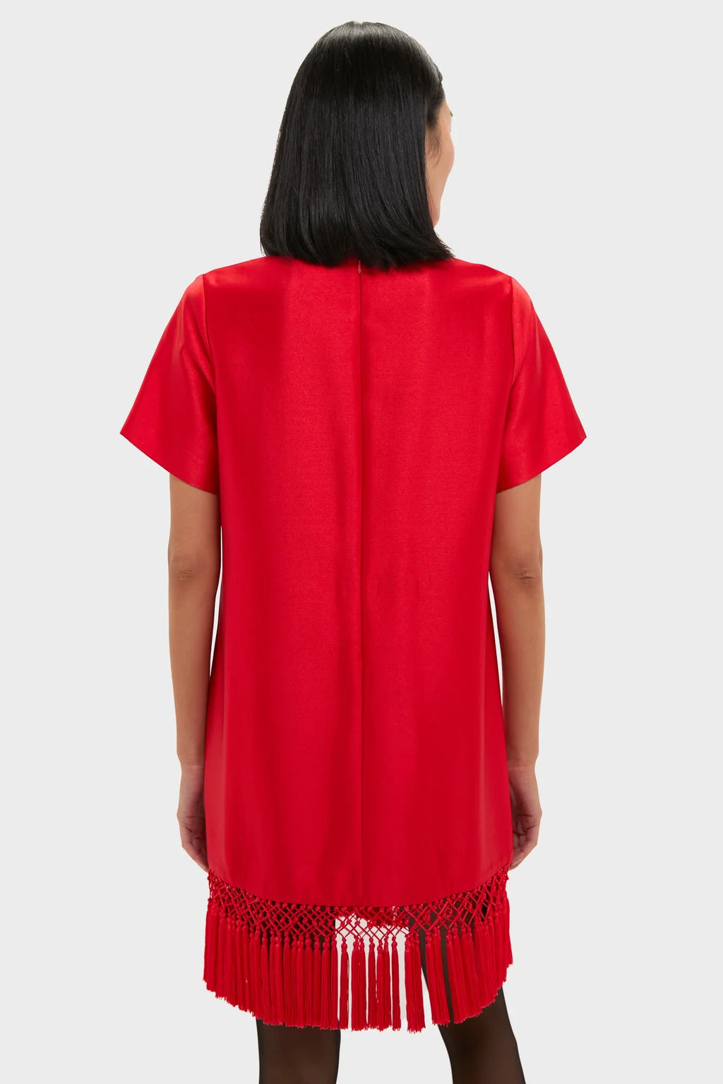Red Dupioni Tassel Downing Dress