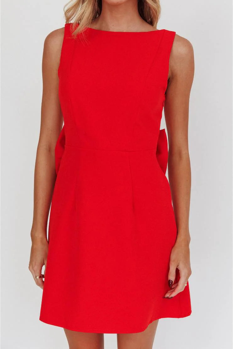 Valentina Back Bow Fit 'N Flare Mini Dress - Red