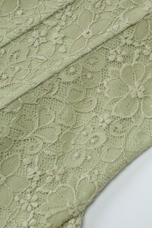 V-neck Green Lace Bodycon Short Dress