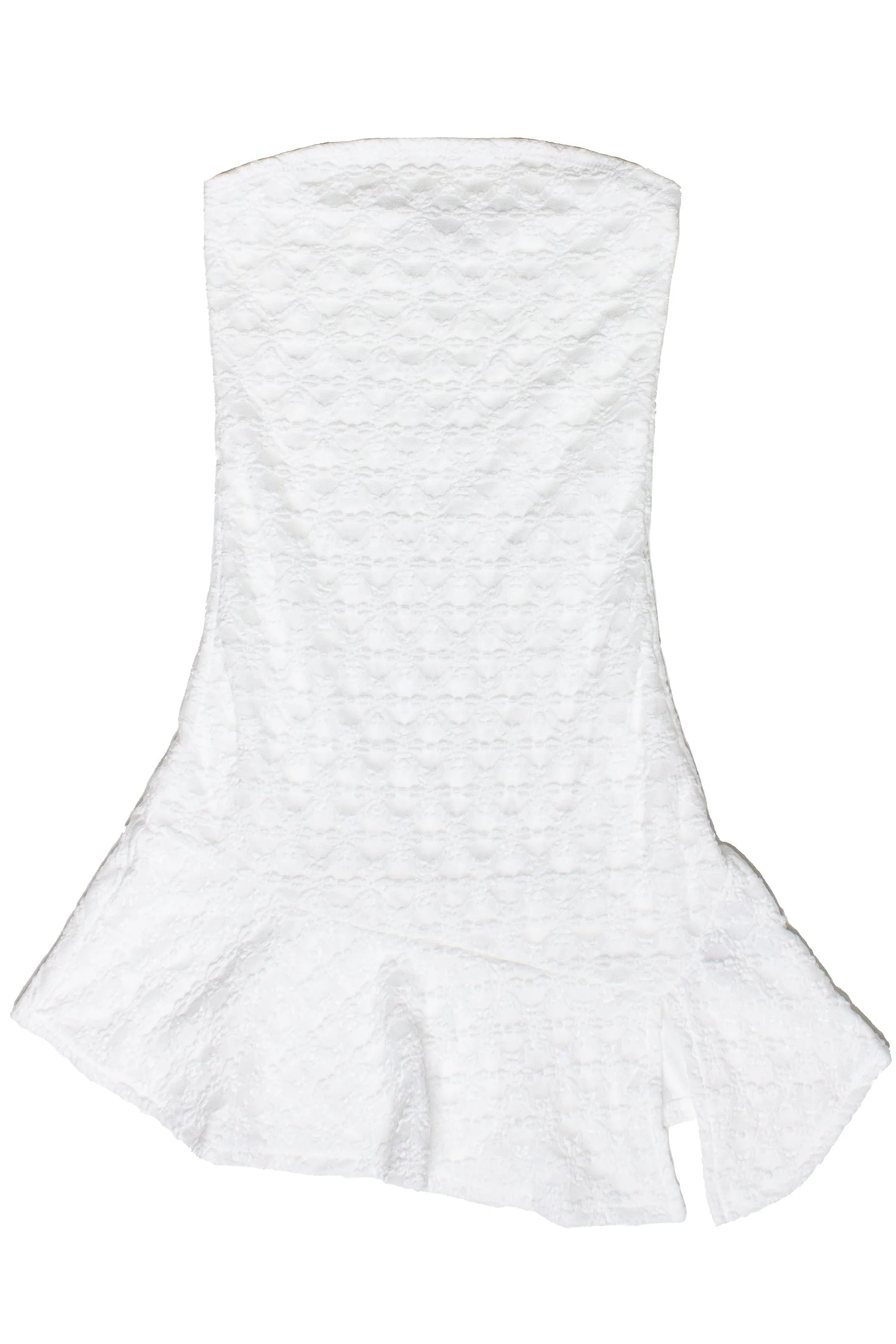 Strapless Split Hem Lace Mini Dress