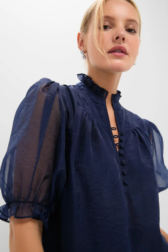 Navy Chiffon Selena Maxi Dress