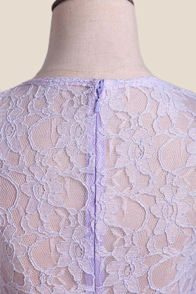 Lavender Lace and Chiffon A-line Long Bridesmaid Dress