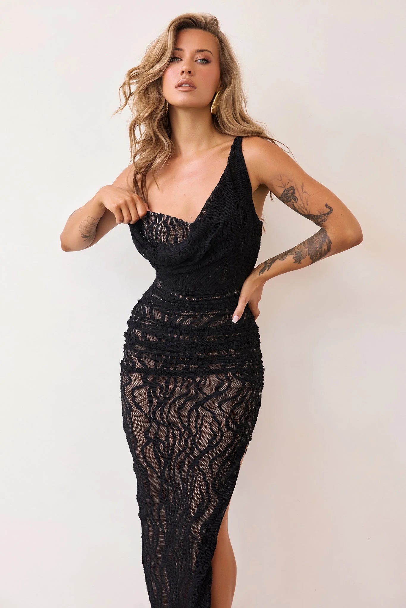 Spotlight Lace Maxi Dress - Black
