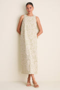 Celadon Scroll Embroidered Portia Dress