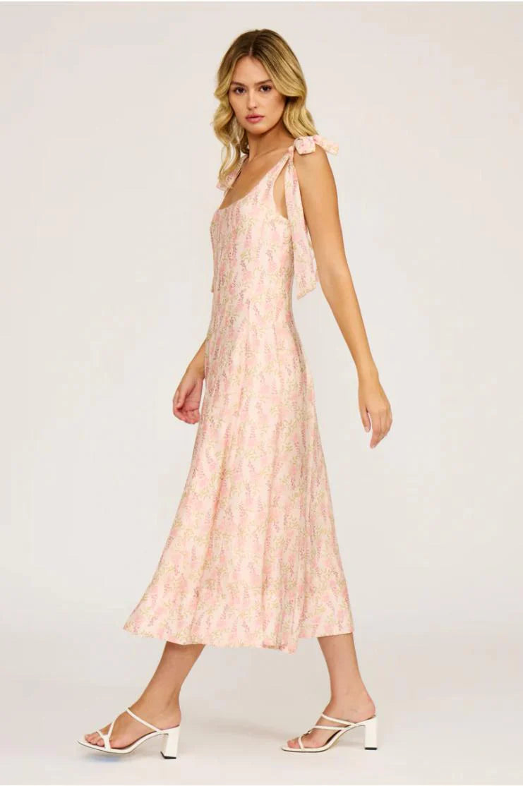 Polly Lavender Florals Print Sleeveless Midi Dress