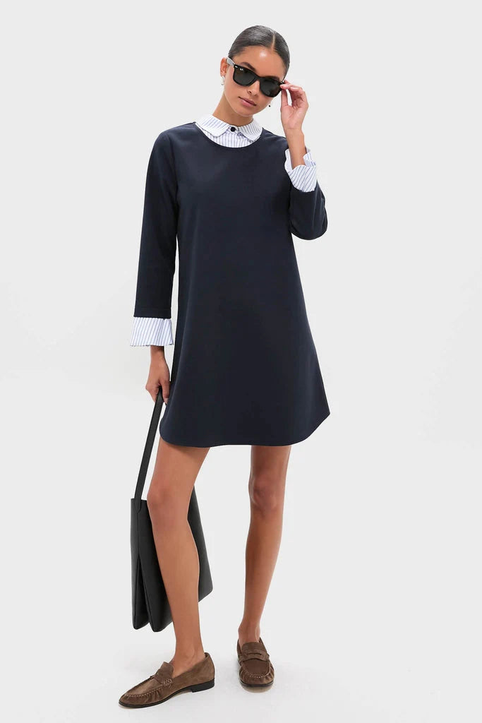 Navy Knit Long Sleeve Burbank Mini Dress