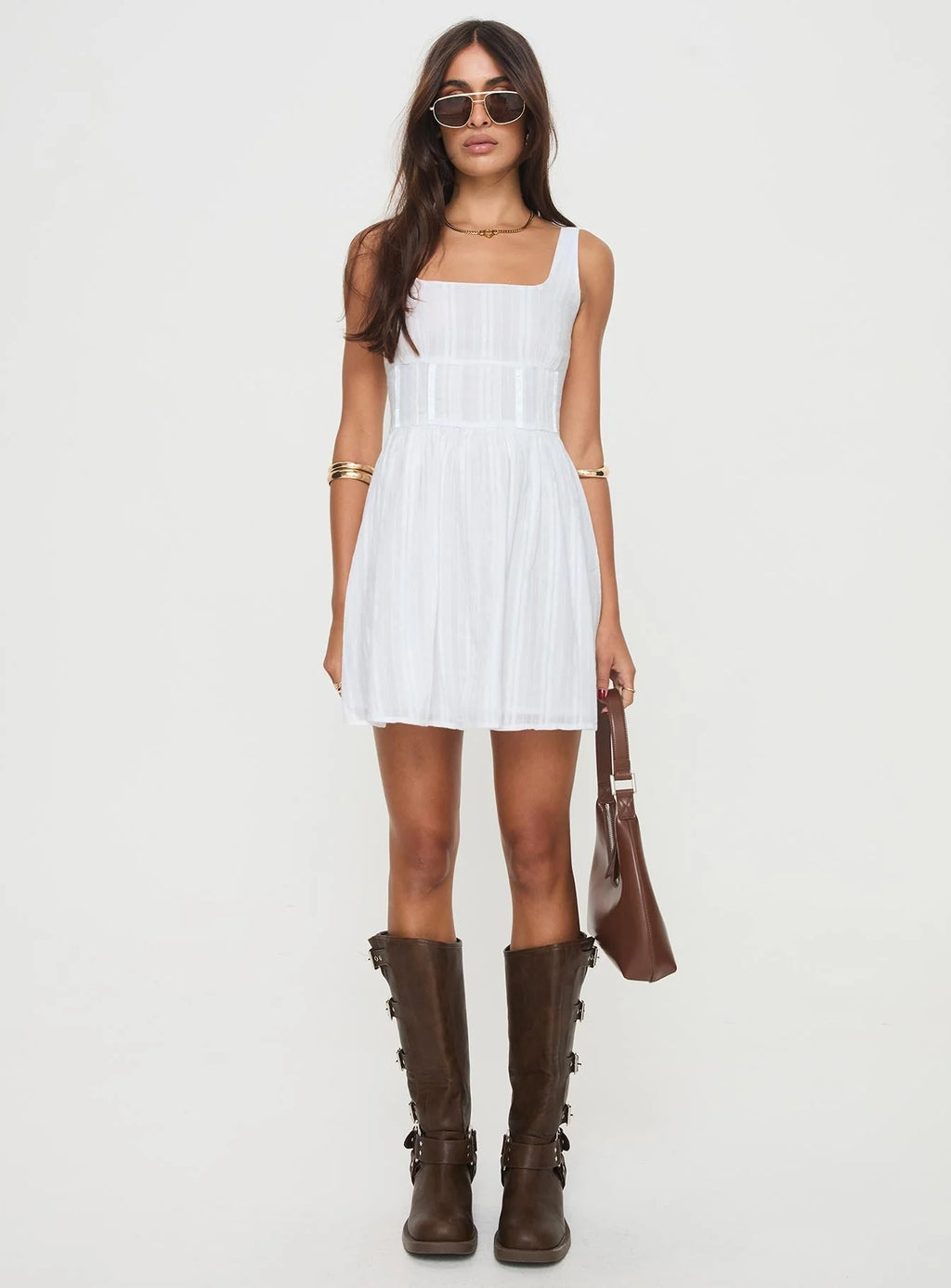 Lorinda Mini Dress White Petite