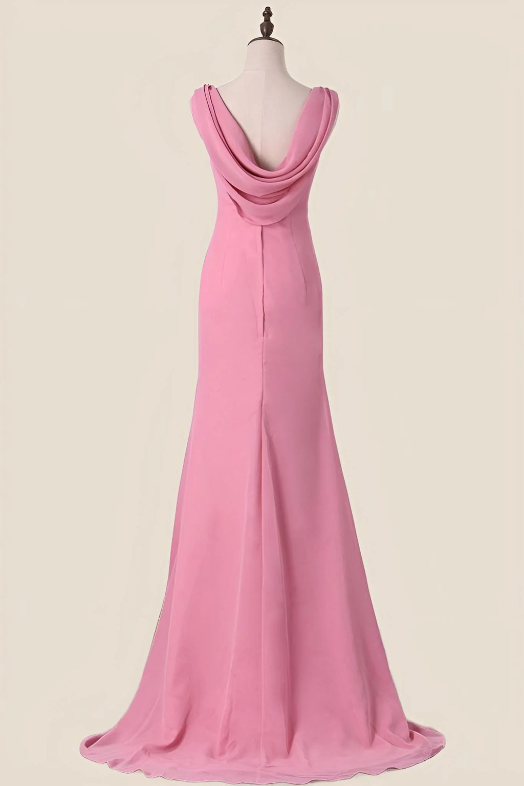 V Neck Blush Pink Chiffon Long Party Dress