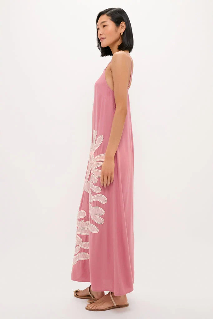 Pink Embroidered Coral Millay Dress
