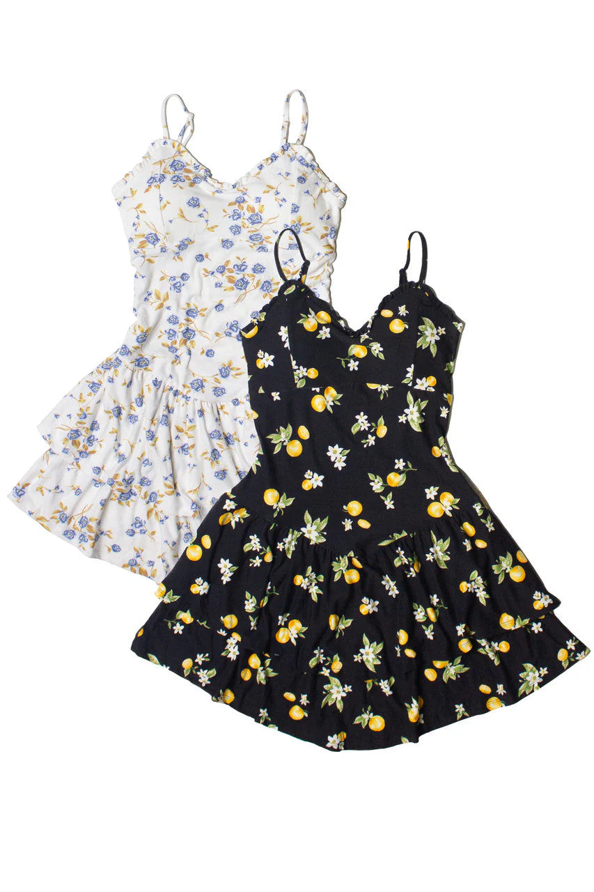 Drop Waist Patterned Mini Dress