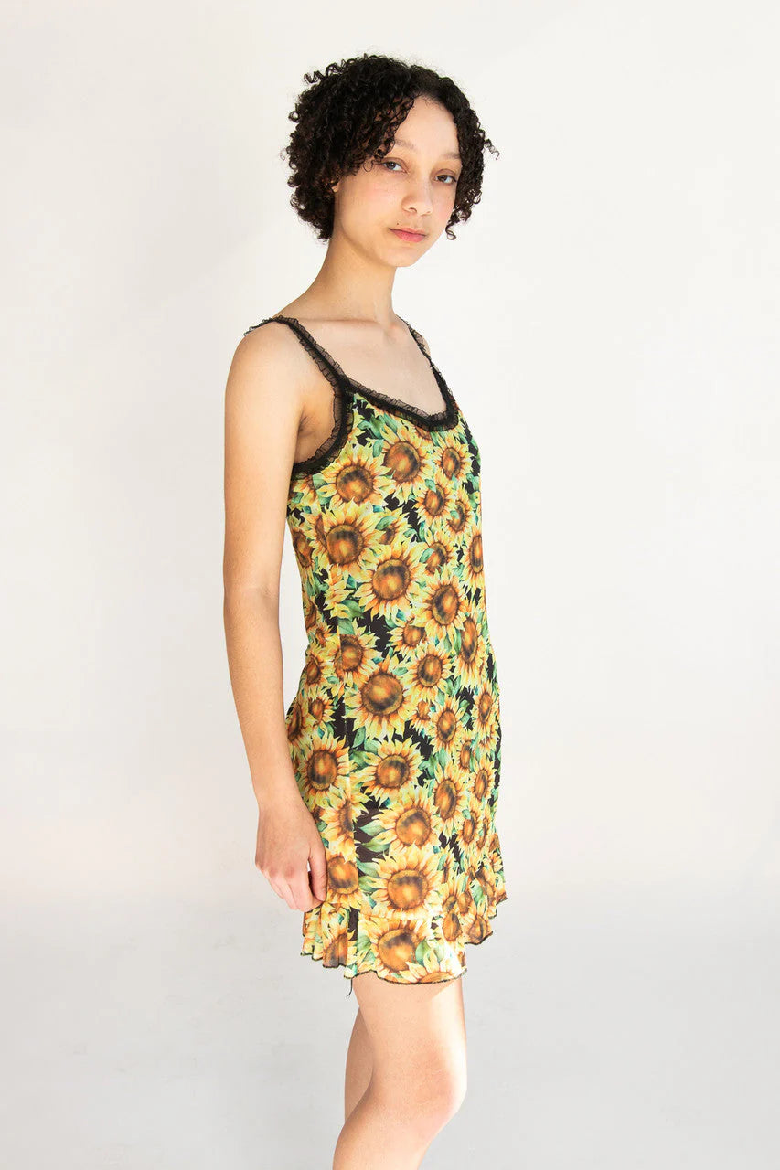 Mesh Ruffle Sunflower Dress