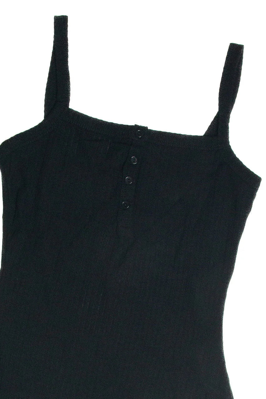 Black Bubble Rib Henley Mini Dress