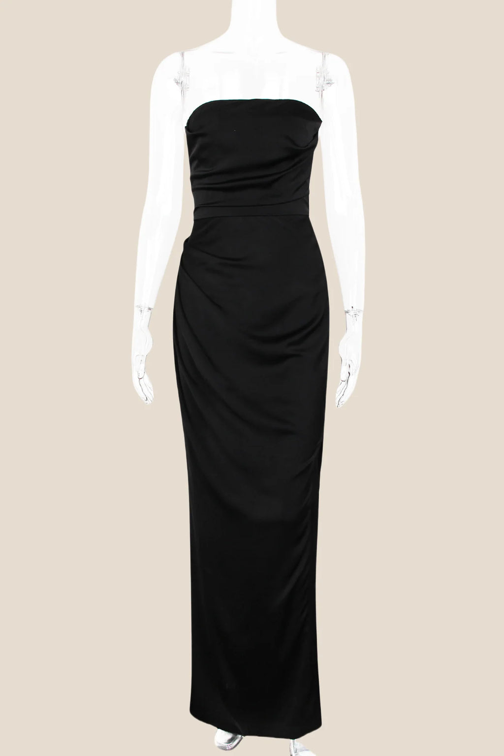 Strapless Sage Ruched Long Dress with Slit