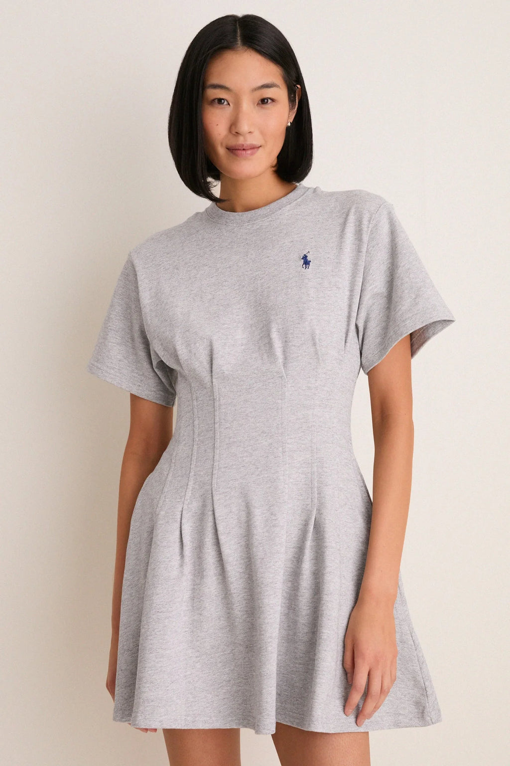 Cobblestone Heather Jersey Knit Crewneck Mini Dress