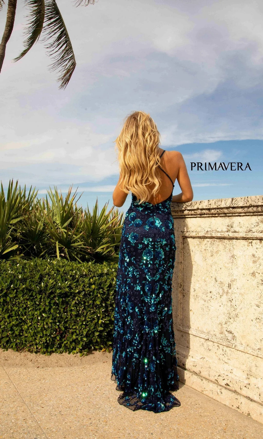 Primavera Floral-Beaded Long Formal Dress 3731