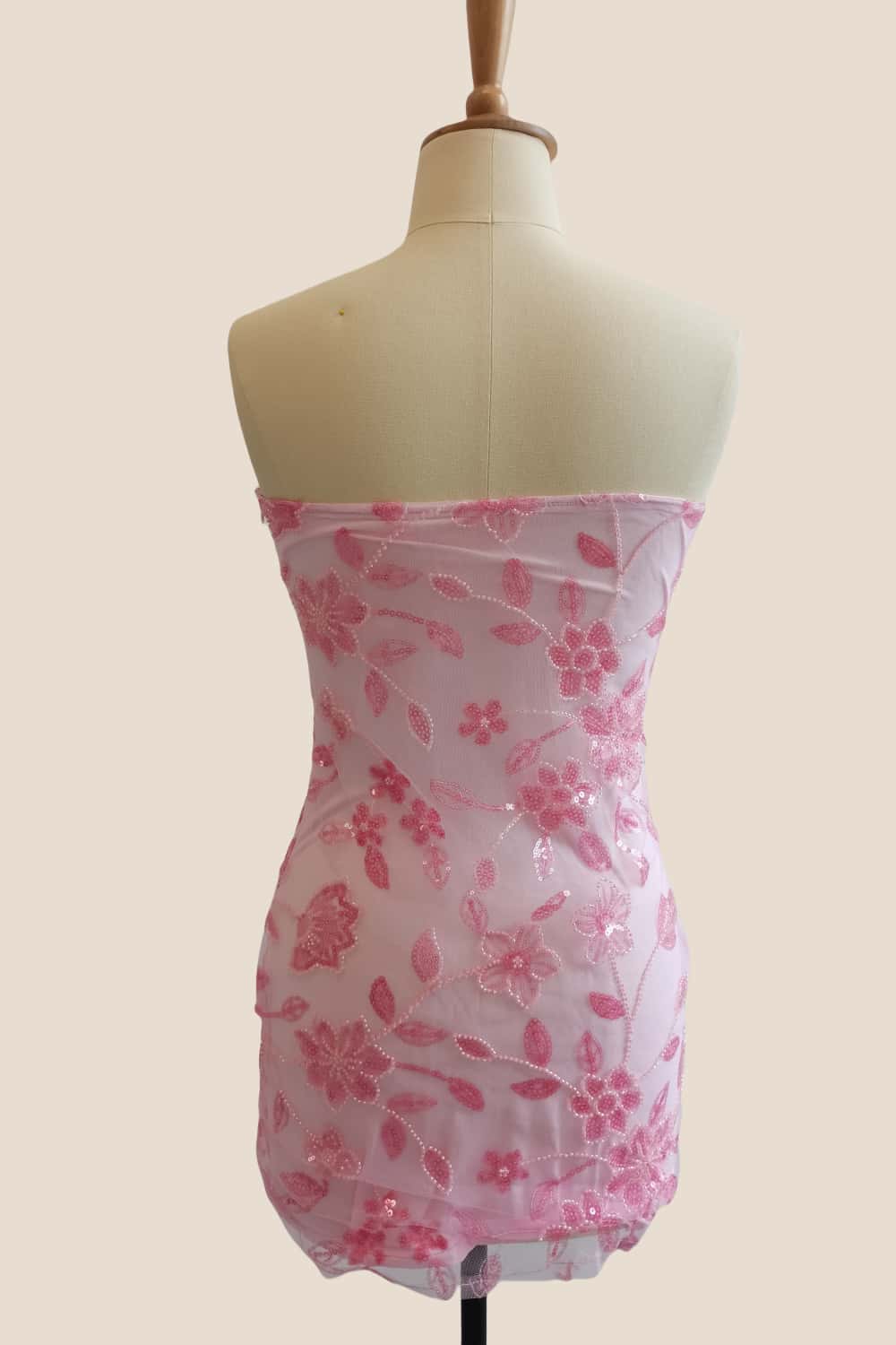 Strapless Yellow Beaded Flowers Tight Short Dress