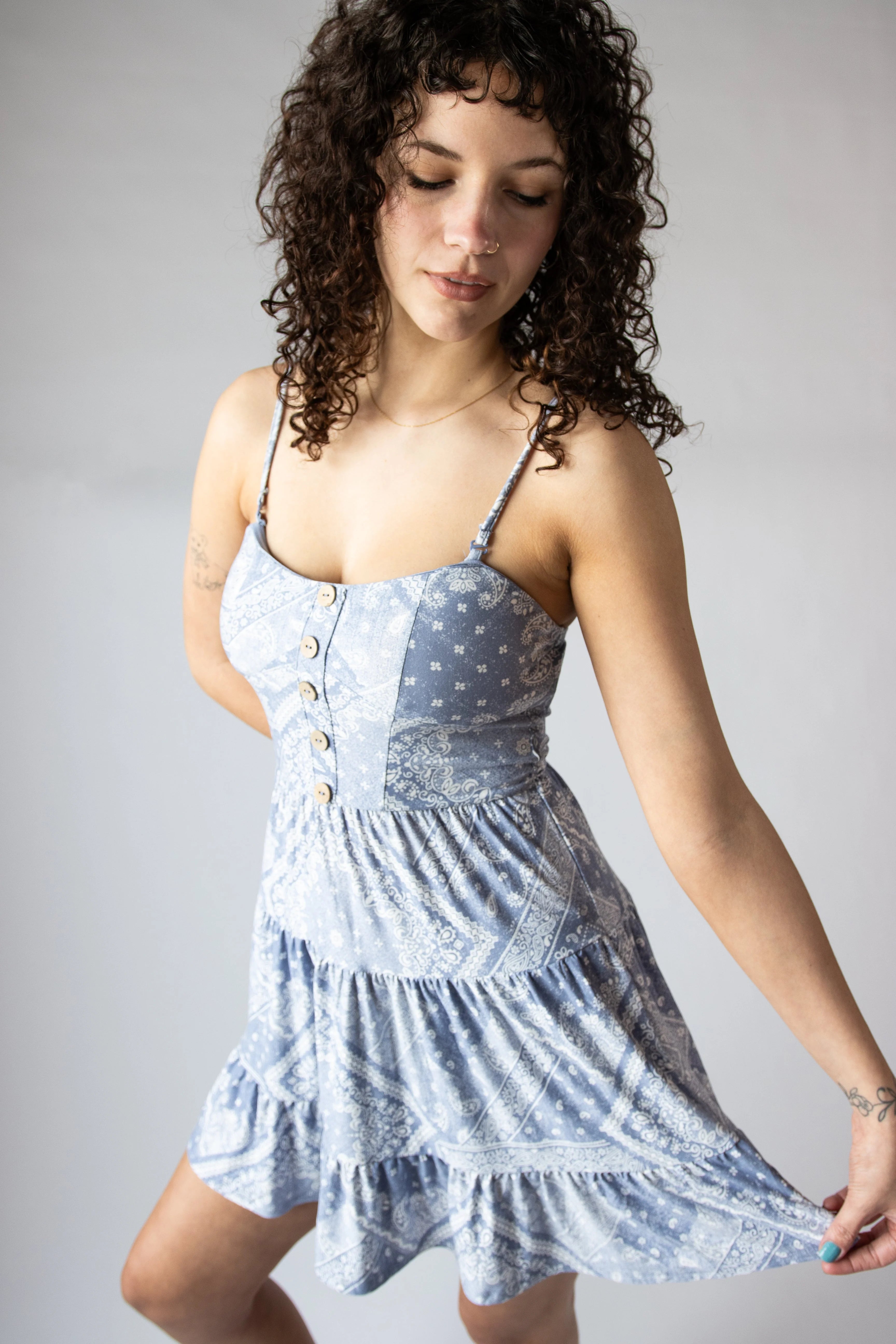 Paisley Bandana Print Mini Dress