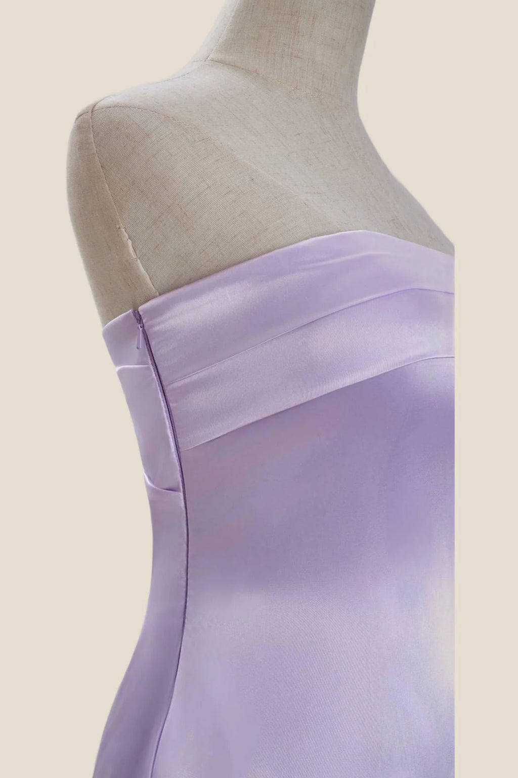 Strapless Lavender Satin Bodycon Short Dress