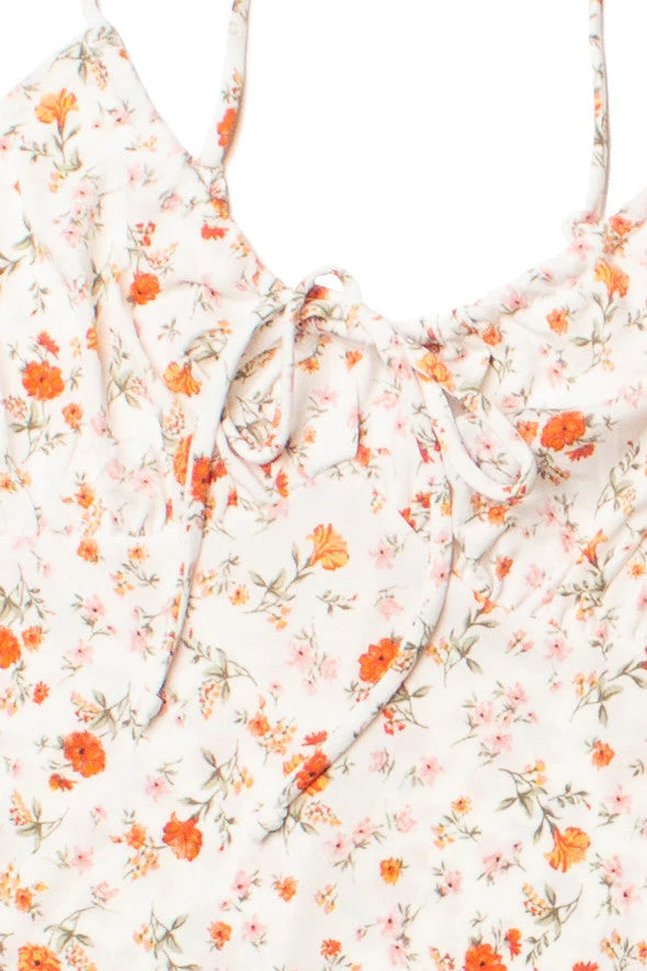 White Floral Milkmaid Cami Mini Dress