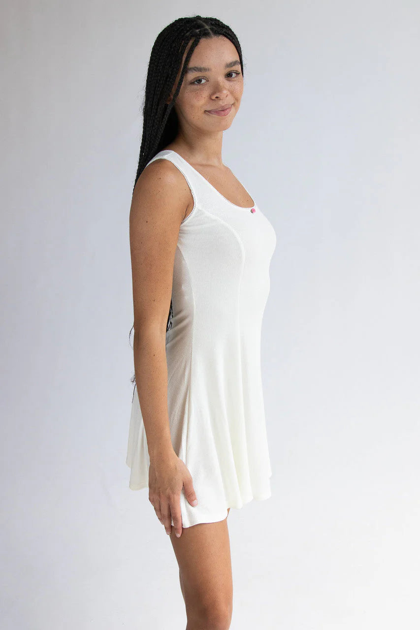 Ribbed Rose Bud Skater Dress