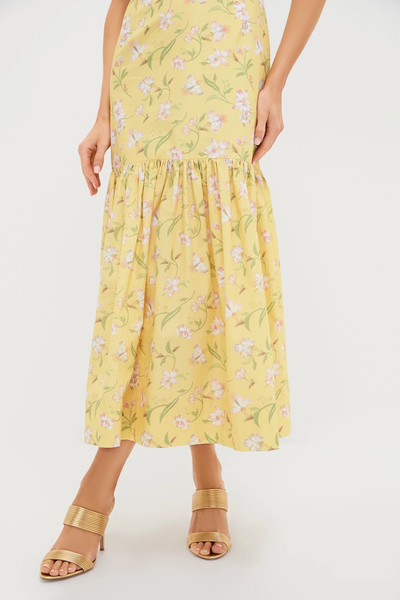 Yellow Hibiscus Low-Back Dress
