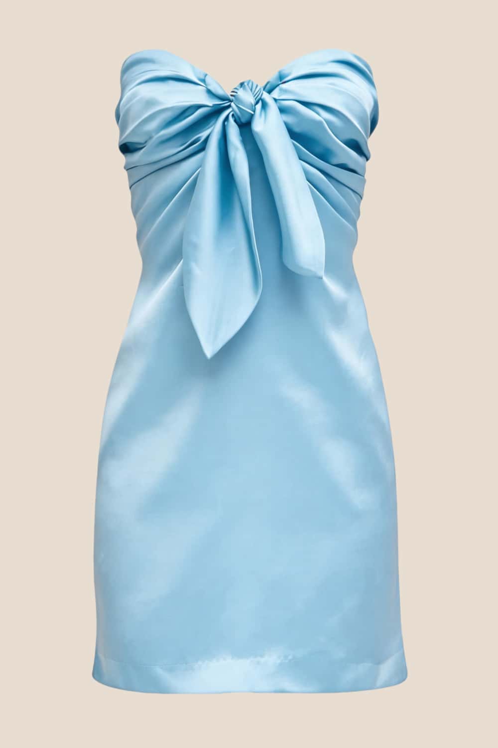 Strapless Pink Tie Front Short Dress
