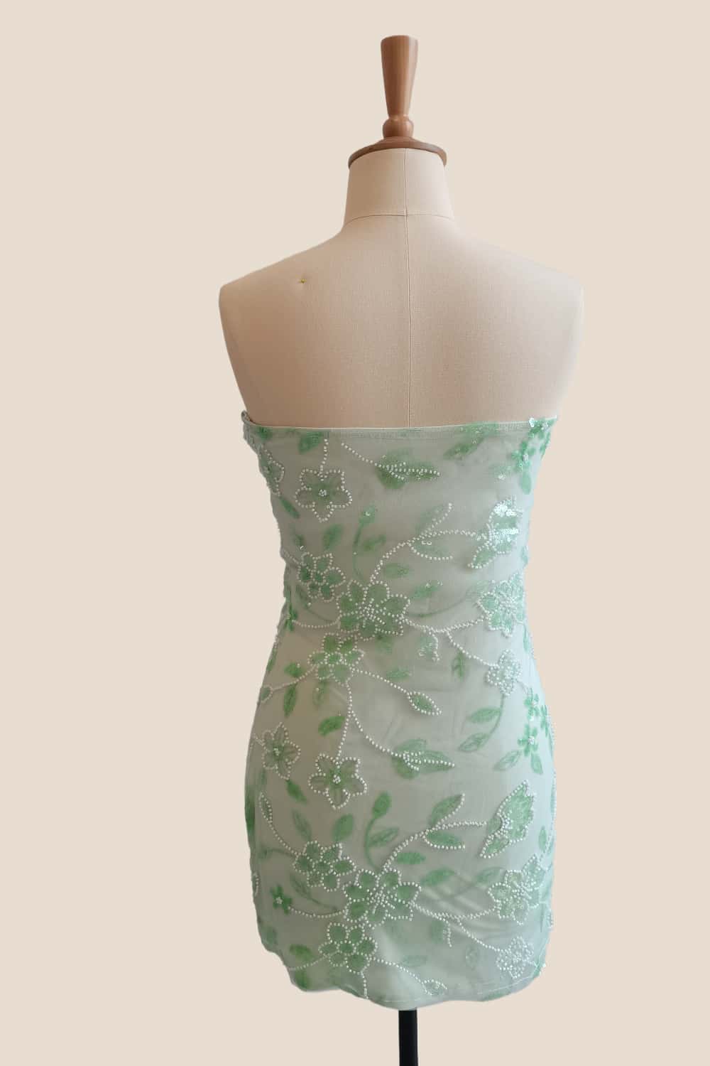 Strapless Purple Beaded Flowers Tight Short Dress