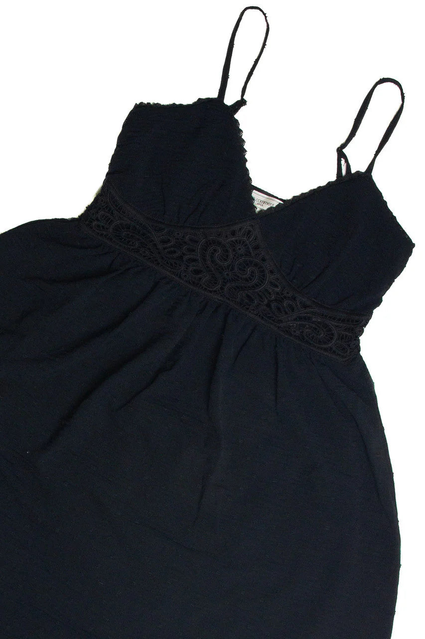 Black Crochet Waist Maxi Dress