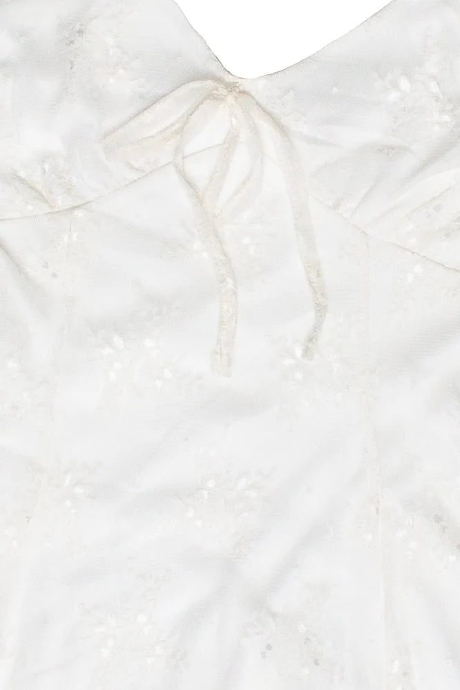 Floral Mesh Lace Hanky Hem Mini Dress
