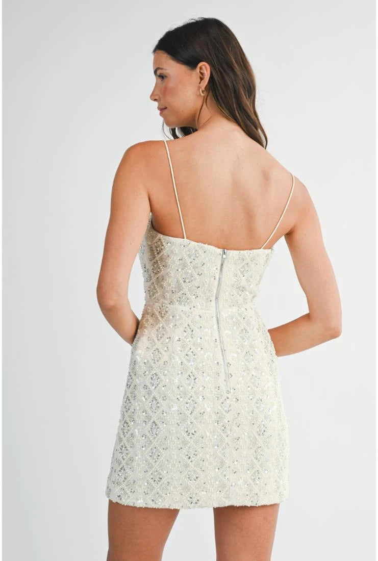 Eden Pearl Embellished Mini Bodycon - Ivory
