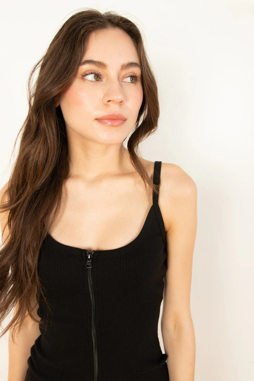 Black Zip Up Cami Dress