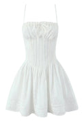 White Spaghetti Strap Bow Lace Party Skirt