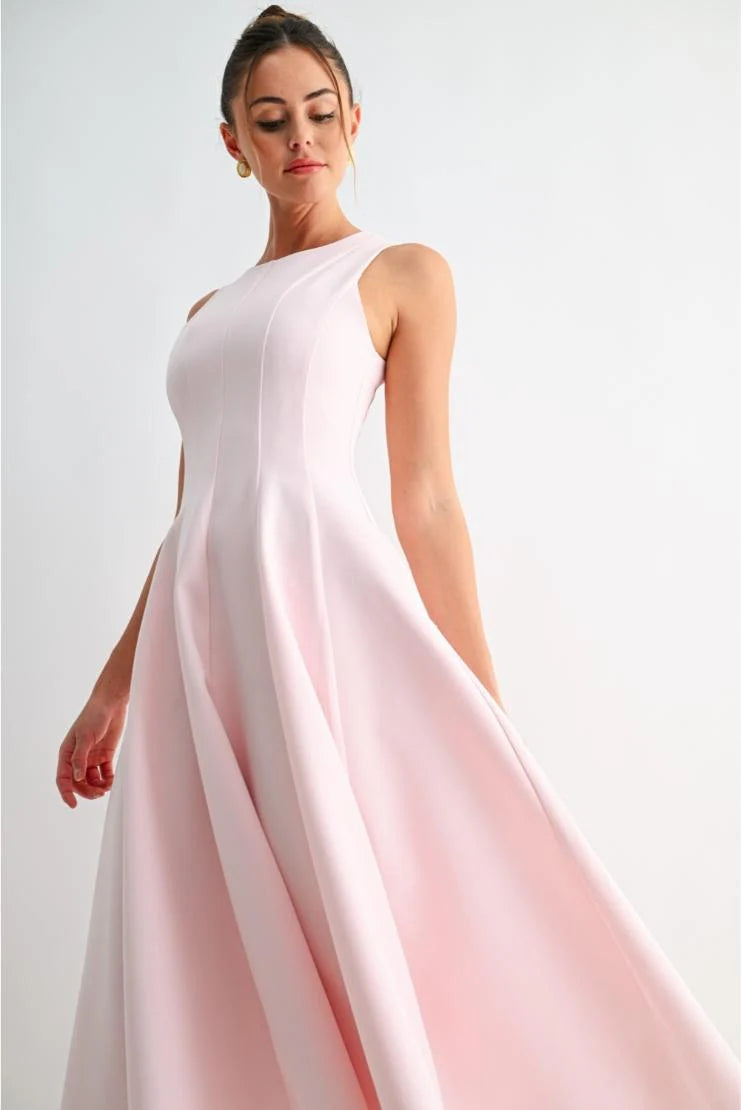Manon Sleeveless Pocket Midi Dress - Pink