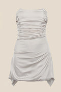 Strapless Grey Ruched Short Homecoming Dress