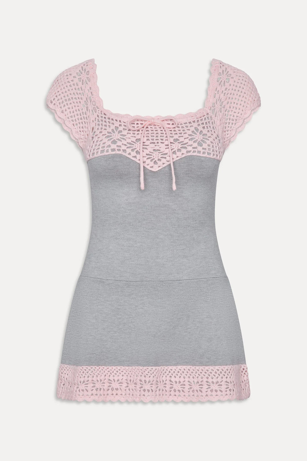 Lover Crochet Knit Mini Dress - Pink Flora