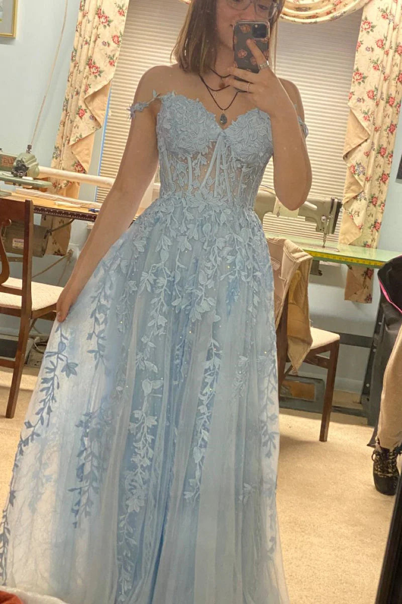 Hot Pink Lace Appliques A-line Long Formal Gown