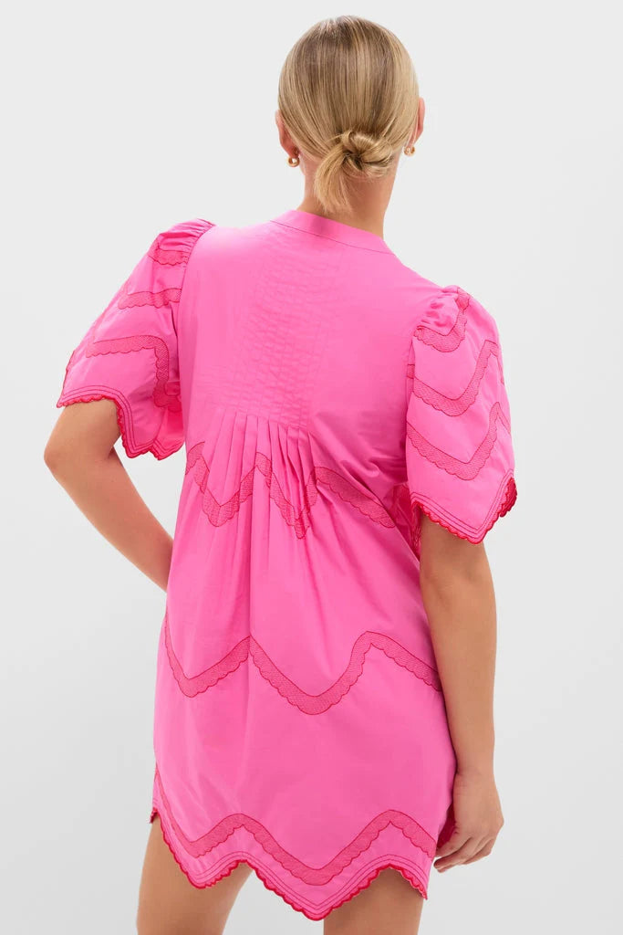 Hot Pink with Red Embroidery Weston Mini Dress