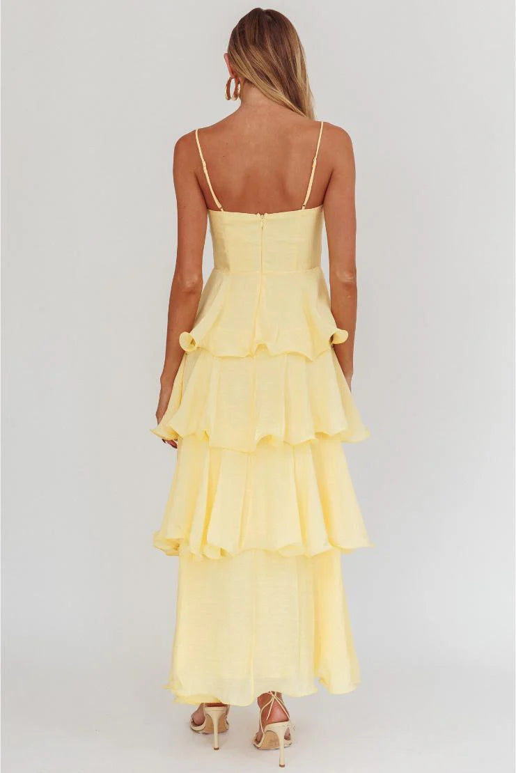 Shaina Ruffled Tier Maxi Dress - Yellow