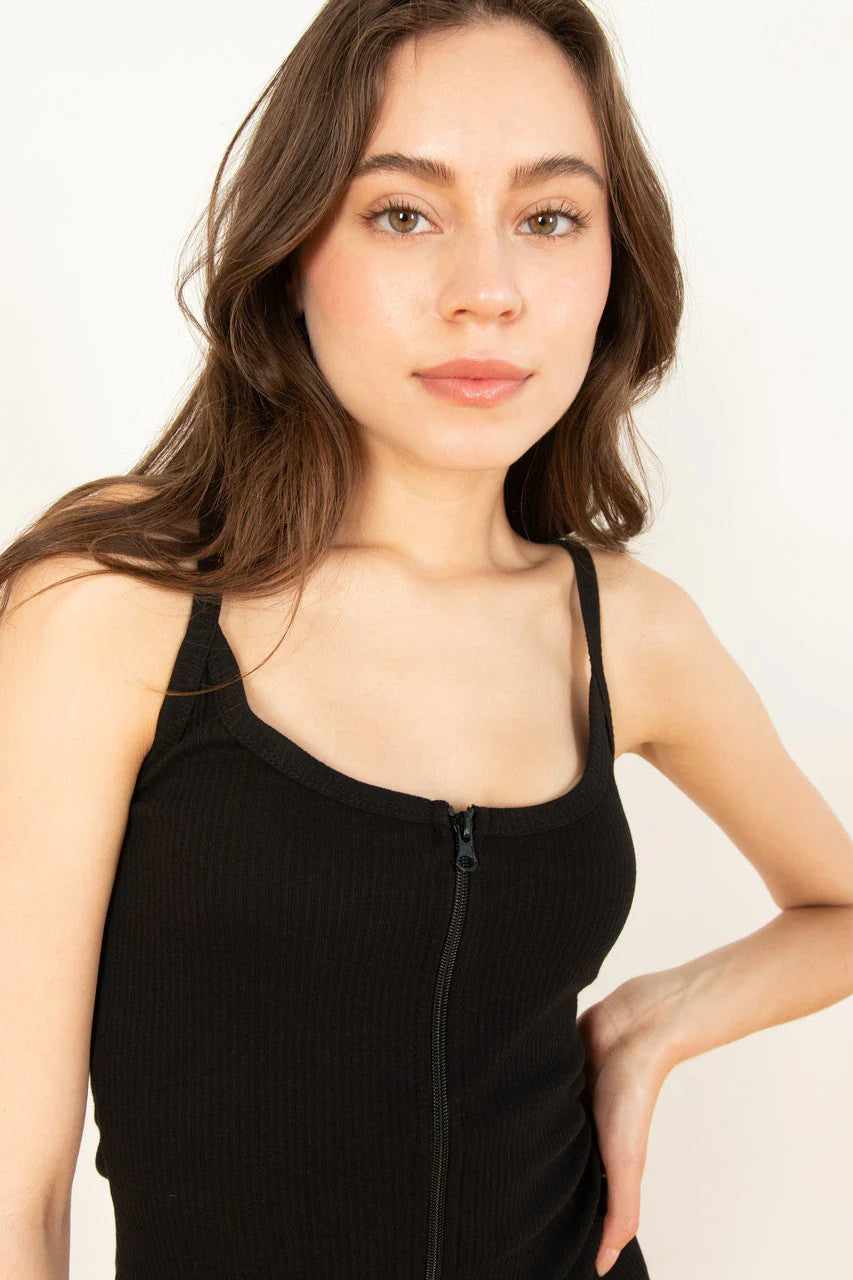 Black Zip Up Cami Dress
