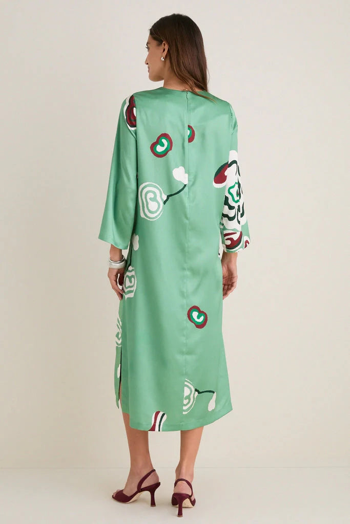 Fauvist Floral Hammered Satin Jamie Dress