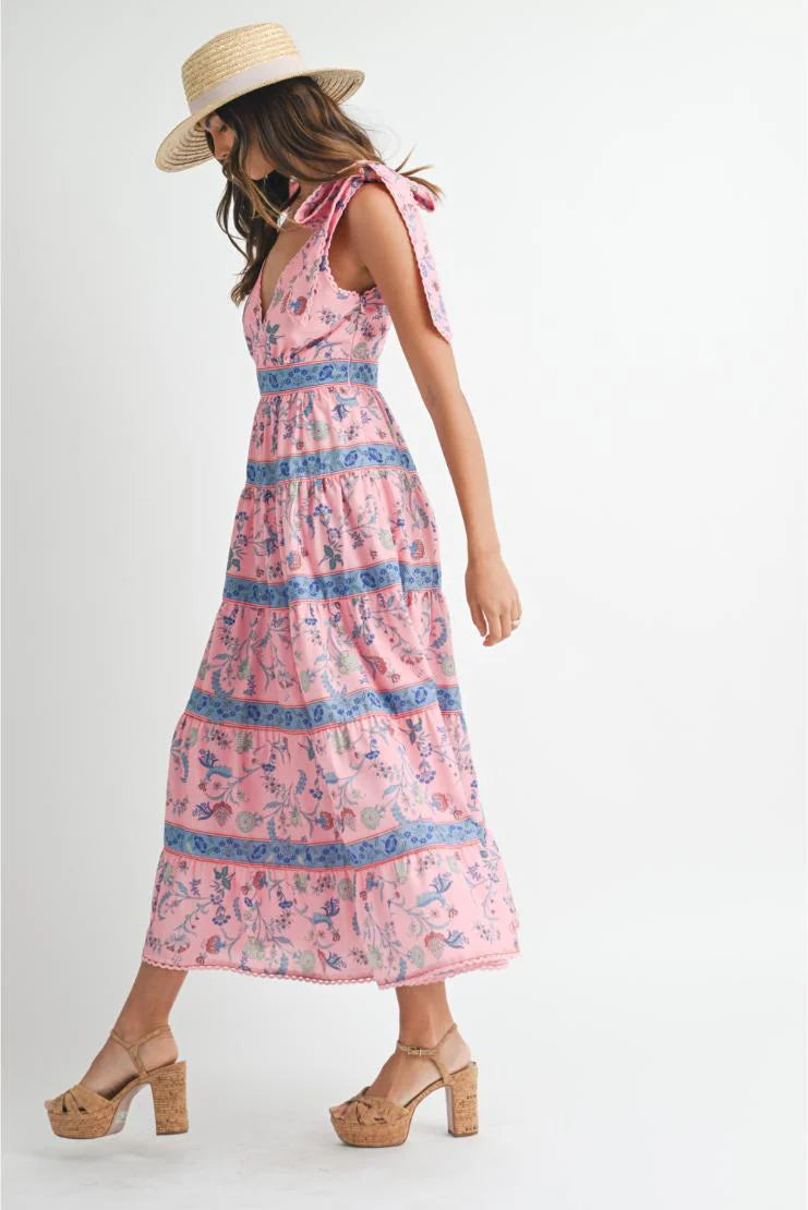 Hannah Floral Print Tiered Midi Maxi Dress