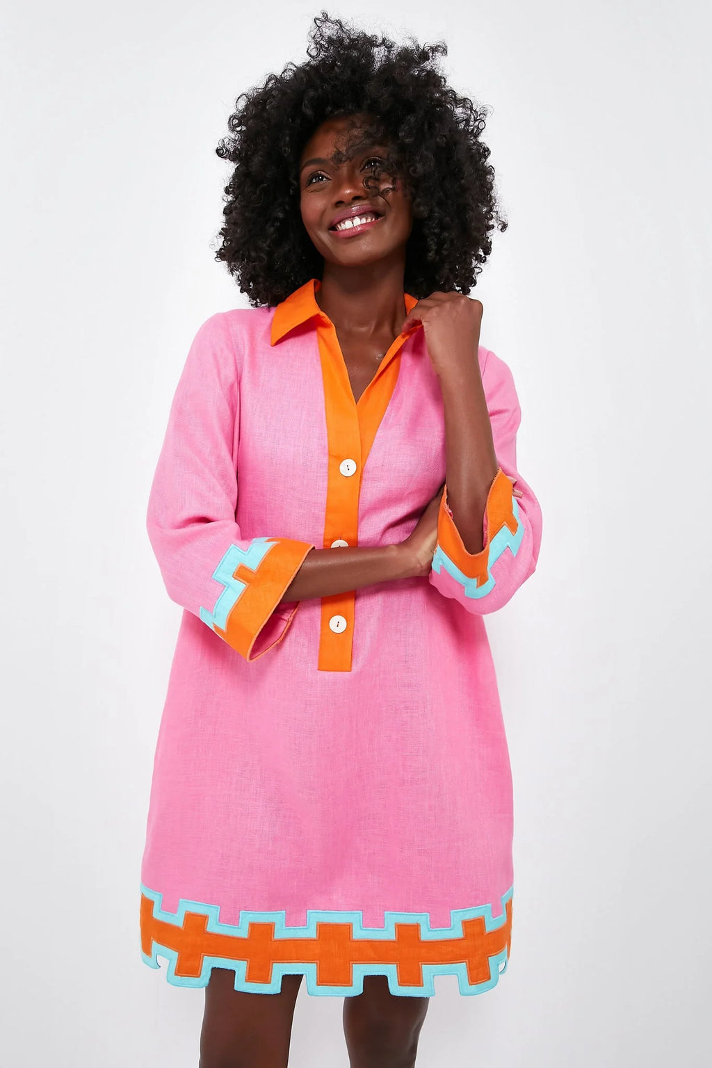 Peony Pink and Tangerine Collier Dress