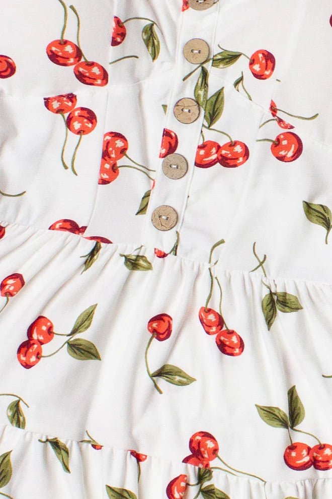 Cherry Print Tiered Mini Dress