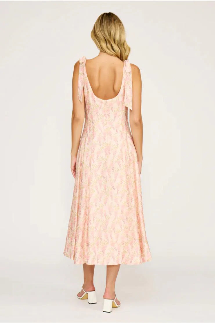 Polly Lavender Florals Print Sleeveless Midi Dress
