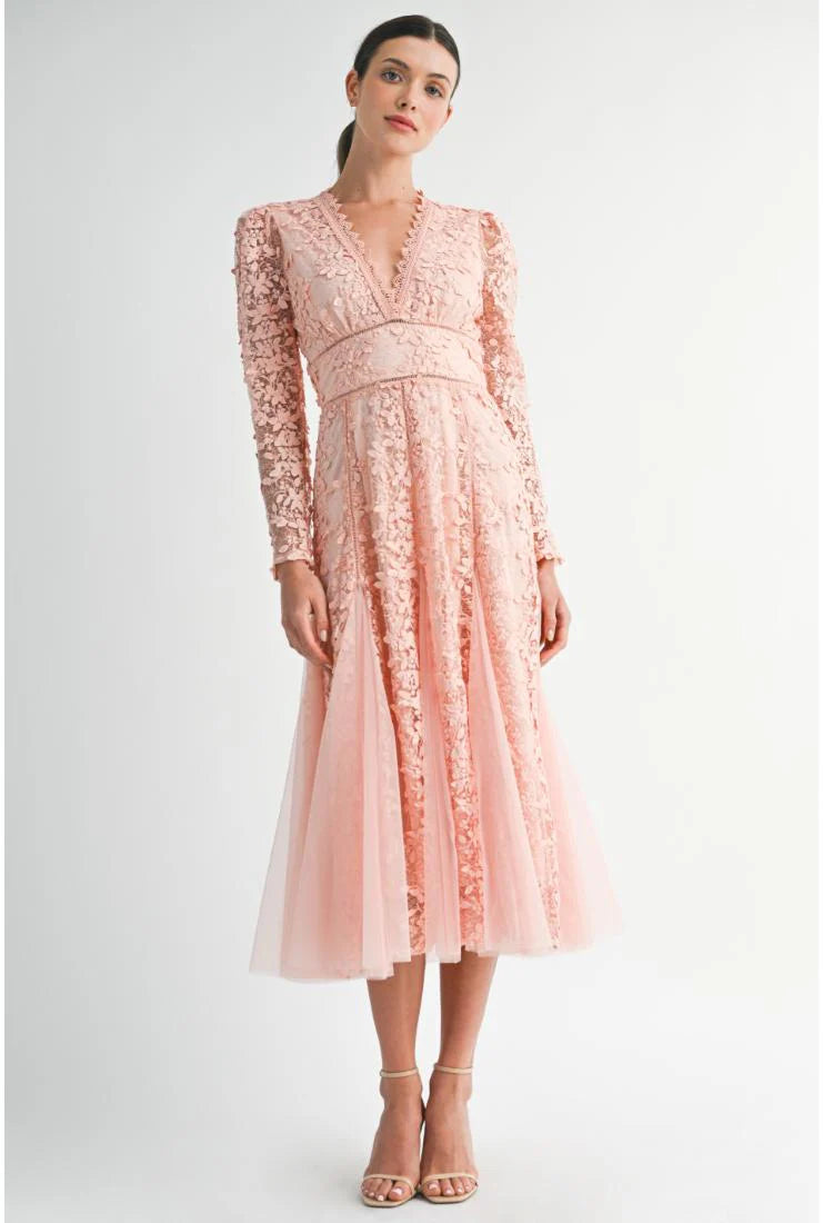 Cara Floral Embroidered A-Line Dress