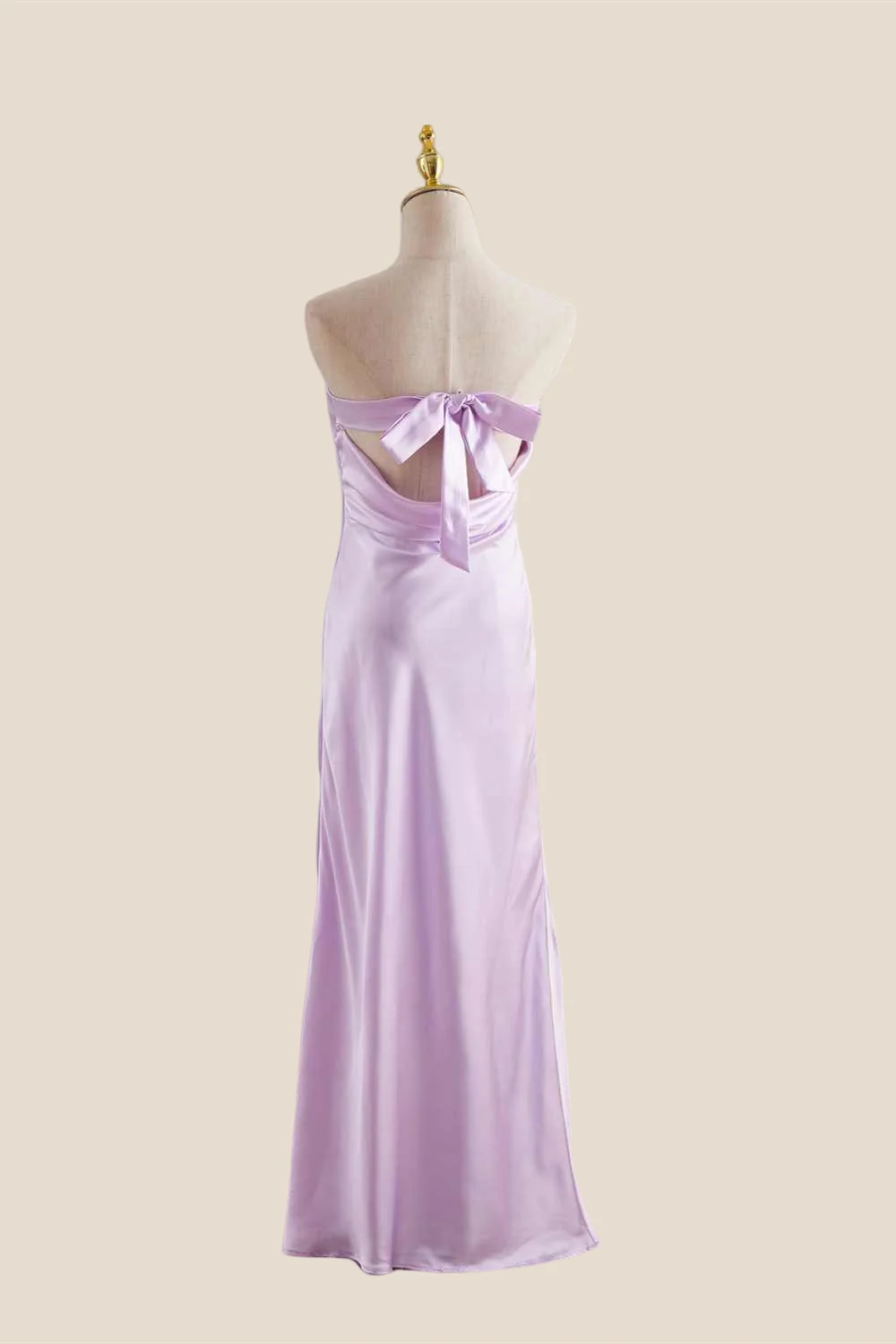 Strapless Lavender Back Tie Sheath Long Dress