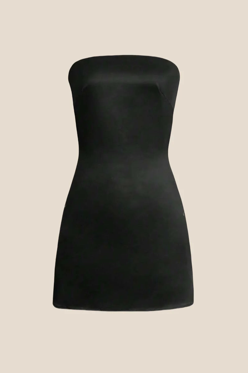 Strapless Sage Green Back Tie Short Dress