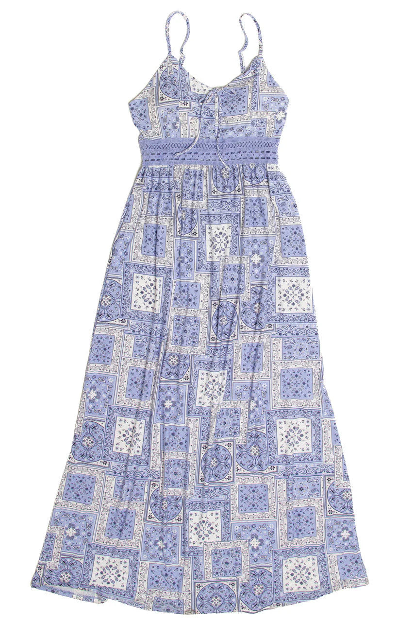 Periwinkle Bandana Patchwork Maxi Dress
