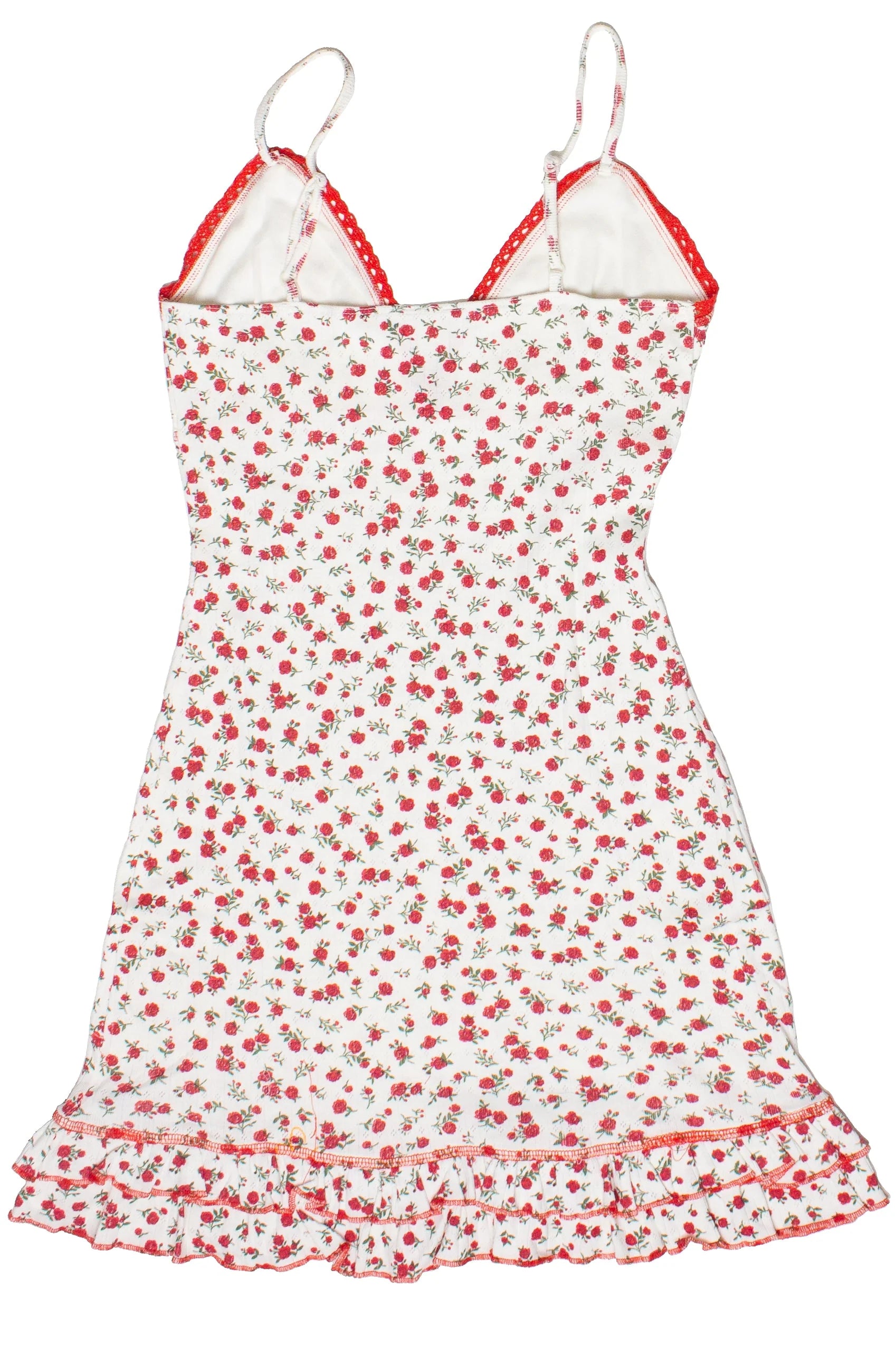 Pointelle Lace Trim Floral Dress