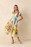 Sorrento Gardens Duo Printed Belted Midi Dress